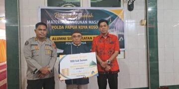 Alumni SIP Angkatan 50 Polda Papua Serahkan Bantuan Material Masjid dan Buka Puasa Bersama Santri Papua Madani