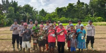 Polsek Bonggo Dorong Ketahanan Pangan, Bersama Petani Tanam Kacang Tanah di Kampung Rotea