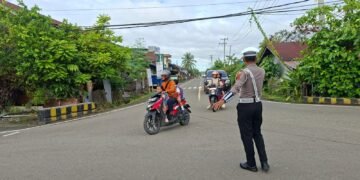 Sat Lantas Polres Sarmi Intensifkan Strong Point Pagi, Wujudkan Lalu Lintas Aman dan Lancar
