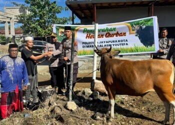 Polresta Jayapura Kota Salurkan Hewan Kurban di Empat Lokasi, Wujud Kepedulian dan Penguatan Kebersamaan dengan Masyarakat