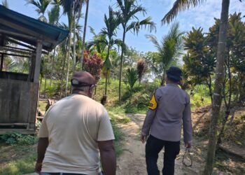 Sambangi Desa Nisro, Kapolsek Pantai Barat Dengarkan Aspirasi Warga dan Keluhan Akses Jalan