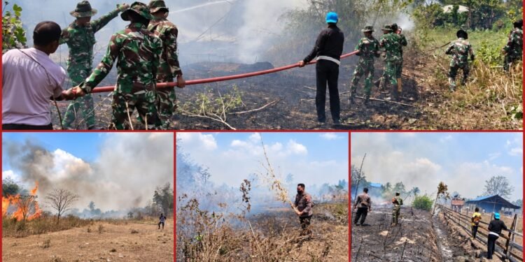 Respons Cepat, Polsek Kurik dan TNI Padamkan Karhutla di Wonorejo