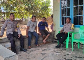 Sambangi Warga Kampung Makarti Jaya, Bhabinkamtibmas Jagebob Perkuat Kamtibmas